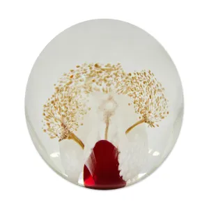 1000 Red Flowers Glass Paperweight
