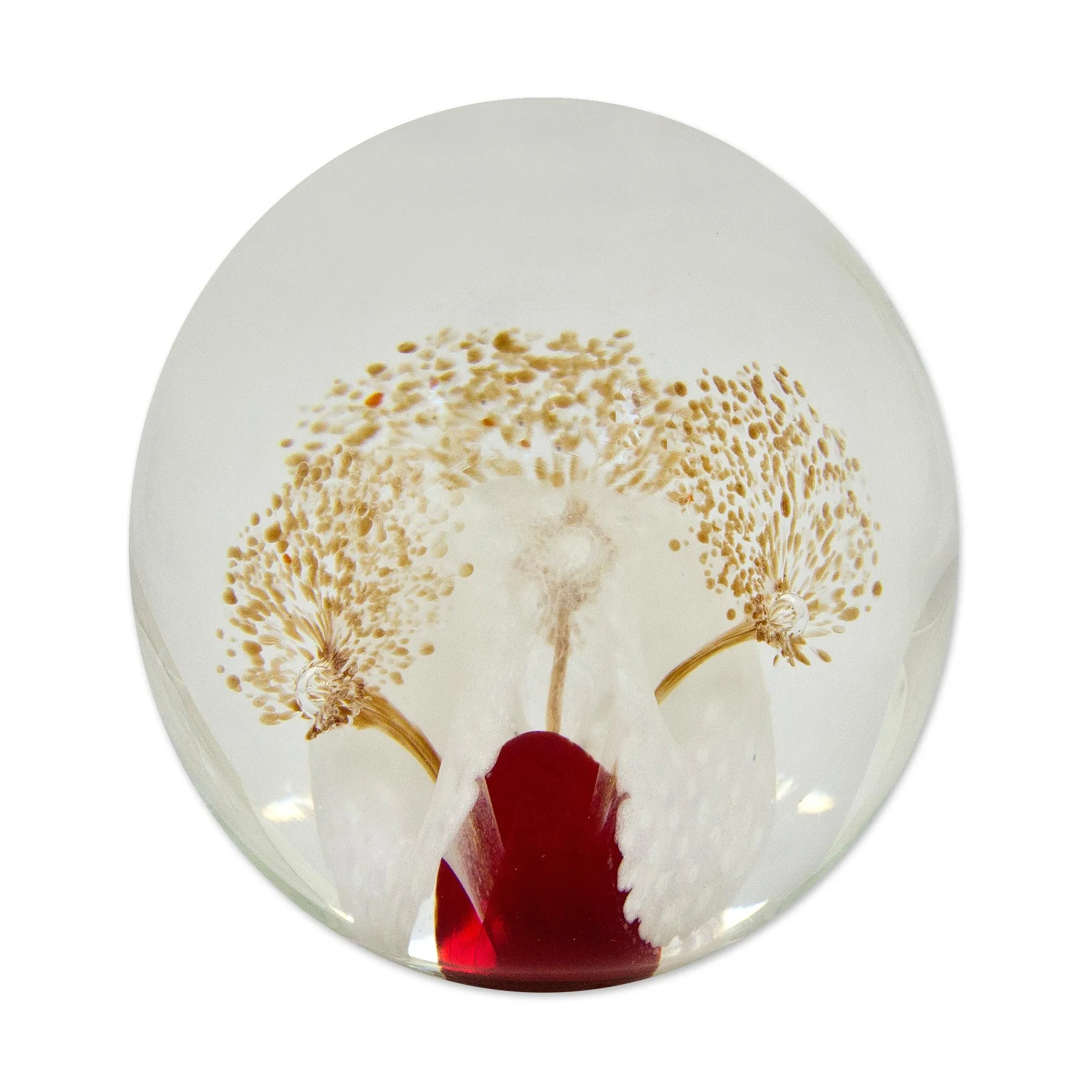 1000 Red Flowers Glass Paperweight
