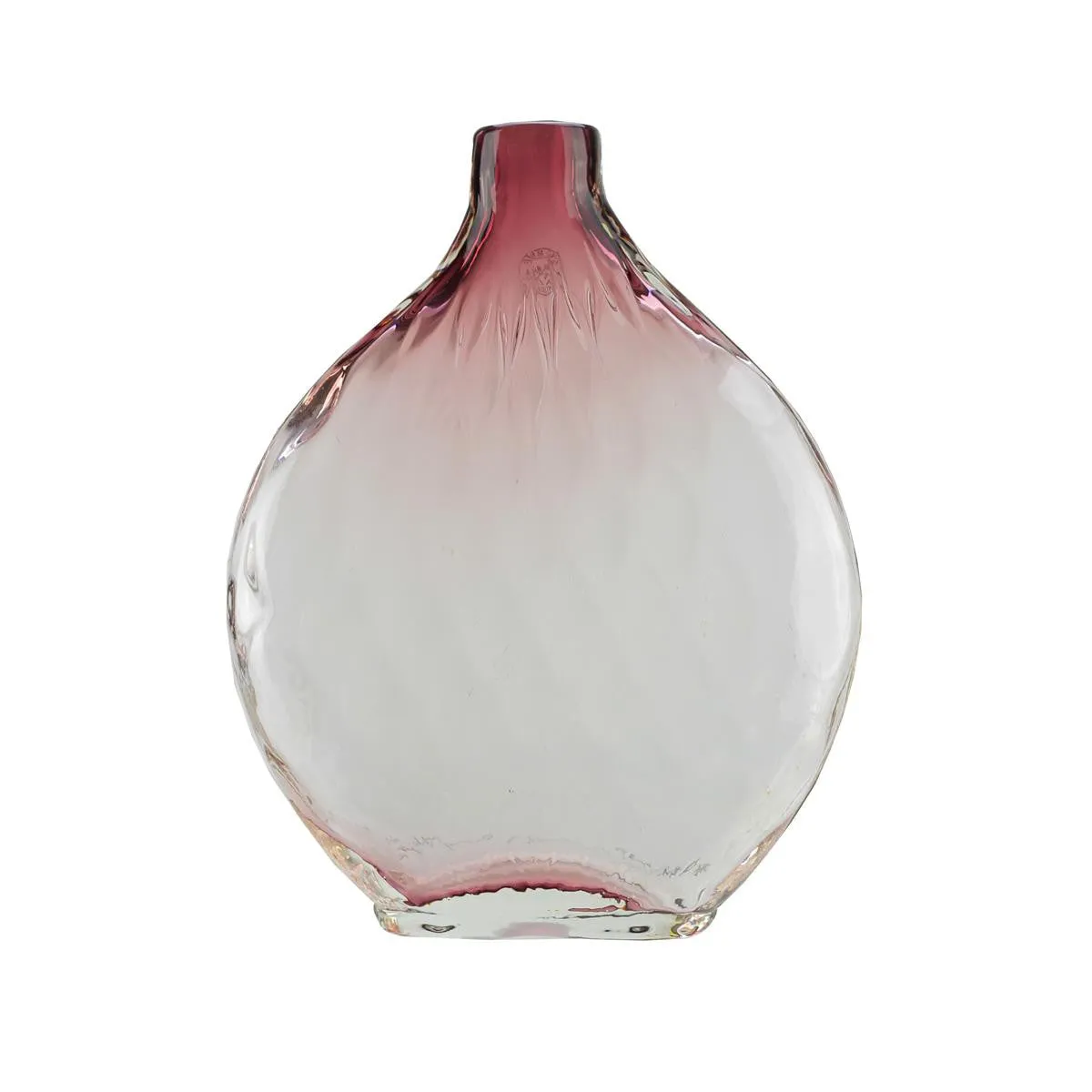 11.5" Disc Shaped Transparent Plum Purple OmbrÃƒÂ© Hand Blown Glass Vase