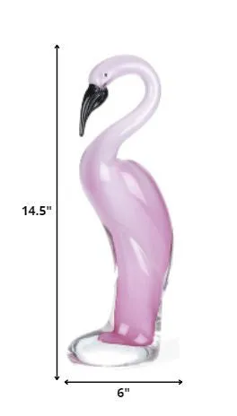 13 Mouth Blown Pink Flamingo Art Glass By Homeroots