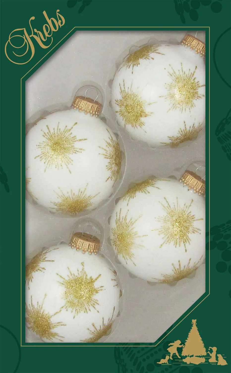 2 5/8" (67mm) Decorated Seamless Glass Ball Ornament Handcrafted Hanging Holiday Decor for Trees, 4/Box, 12/Case, 48 Pieces