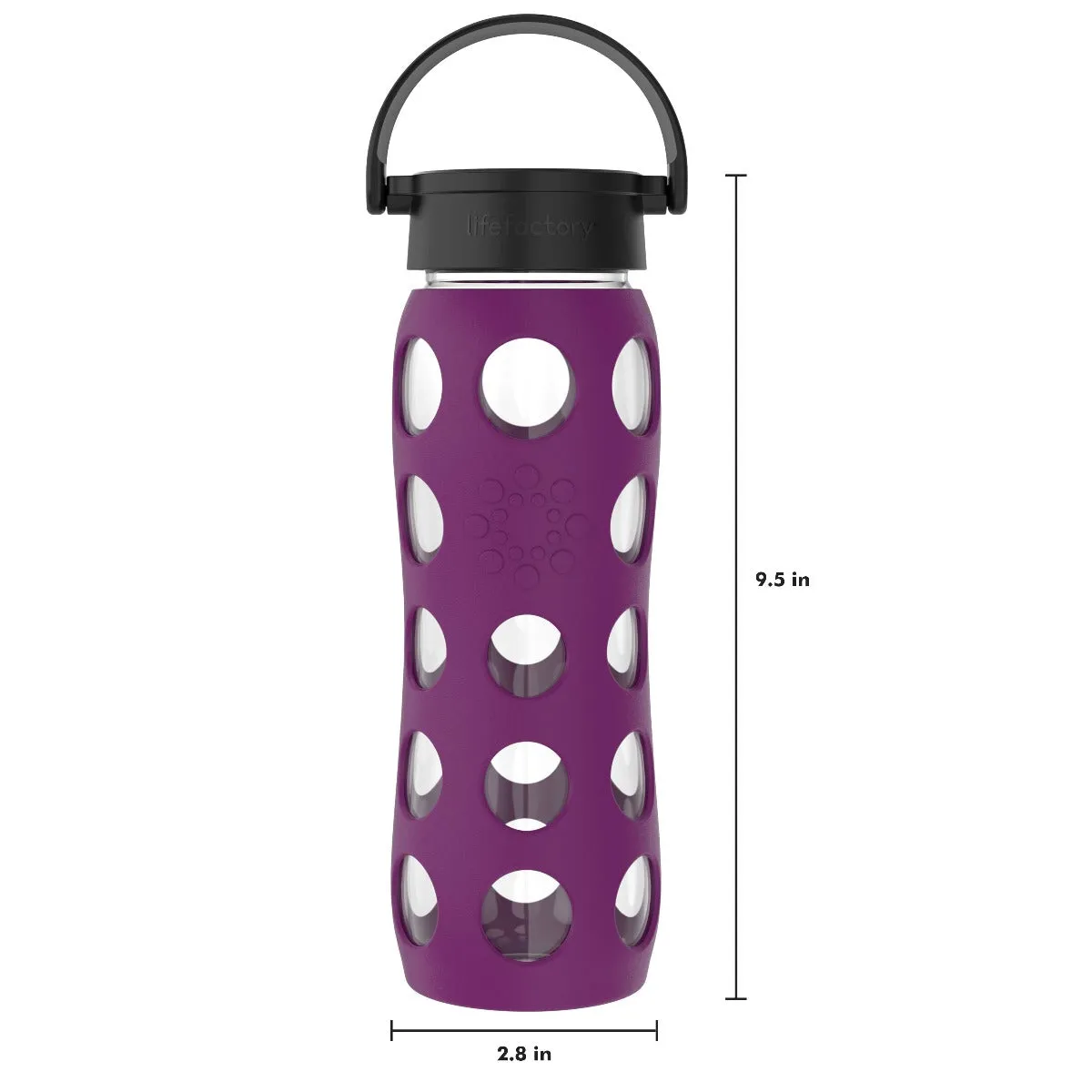 22oz Glass Water Bottle with Silicone Sleeve and Classic Cap
