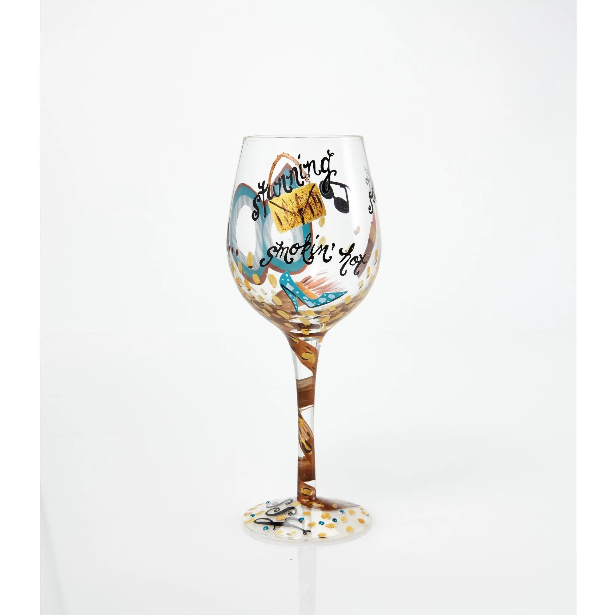 60 and Sassy Hand-painted Artisan Wine Glass, 15 oz.