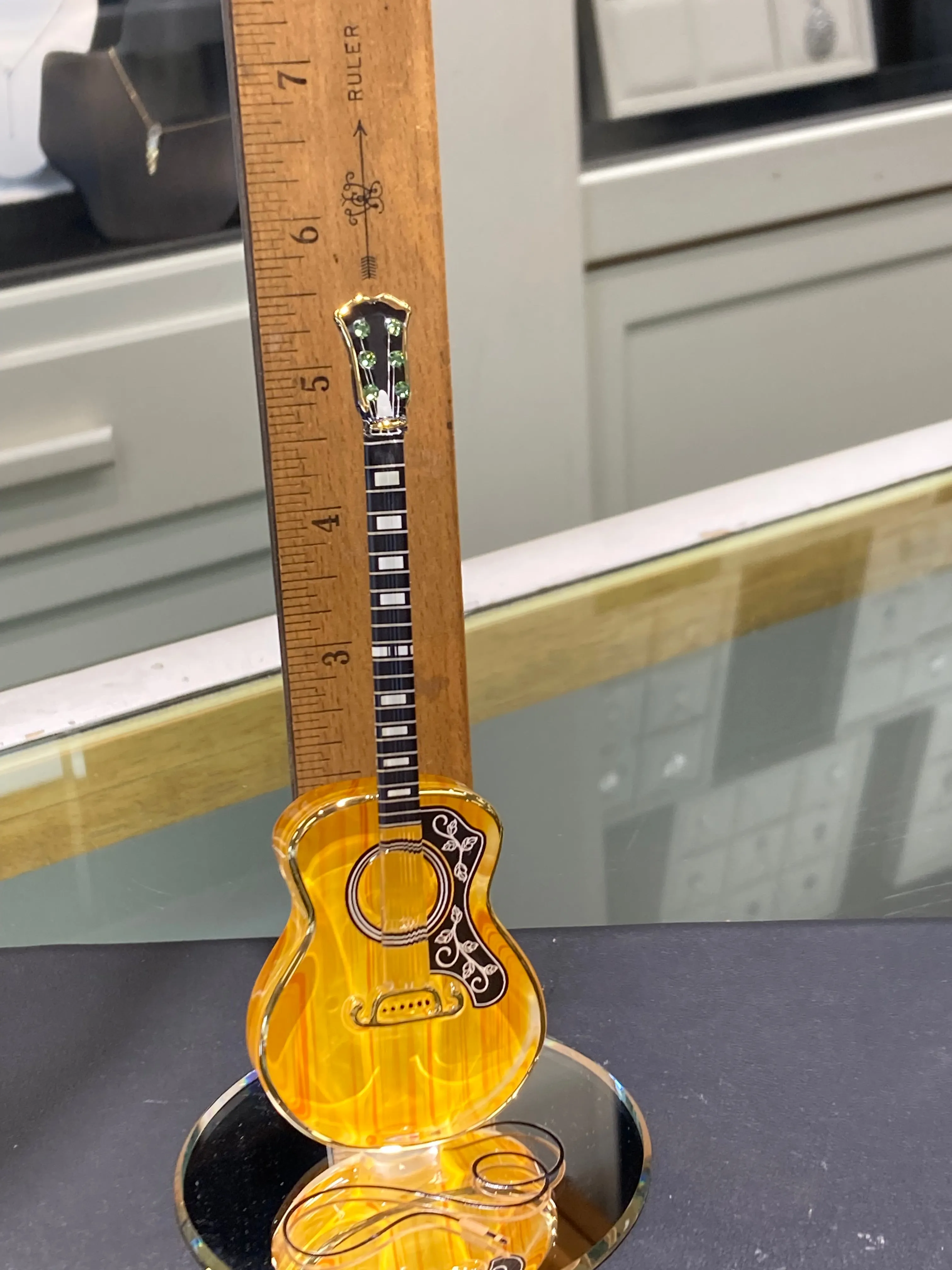 Acoustic Guitar Glass Figurine