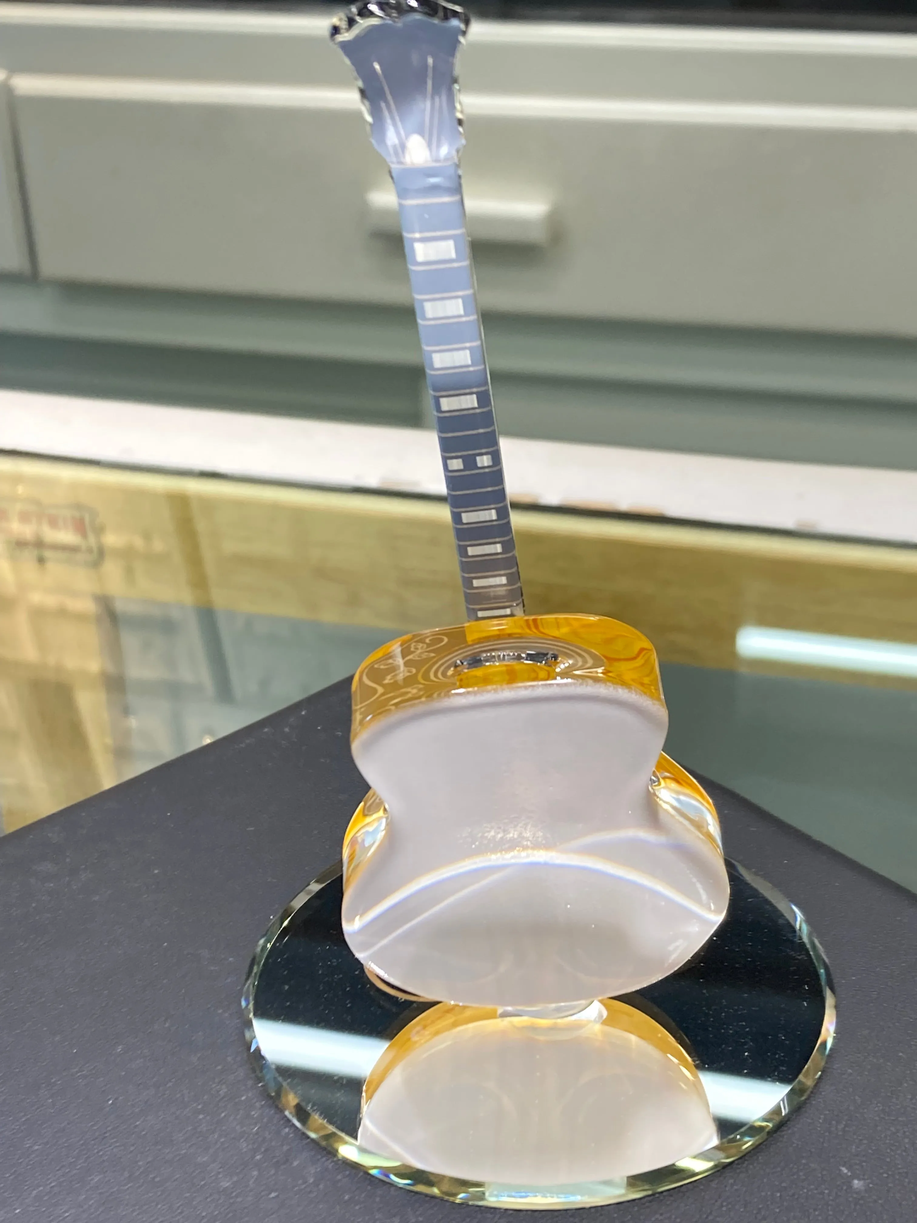 Acoustic Guitar Glass Figurine