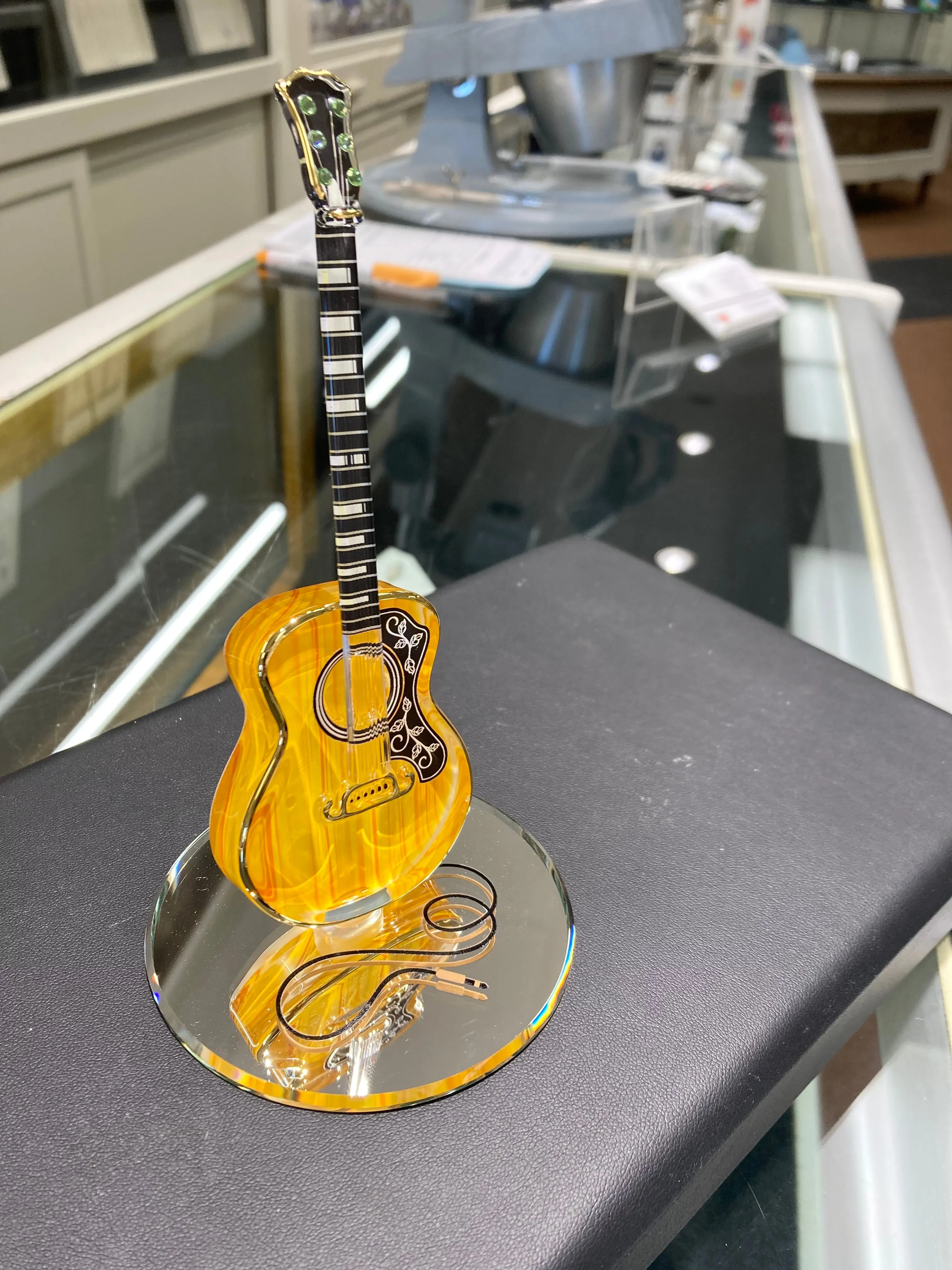 Acoustic Guitar Glass Figurine