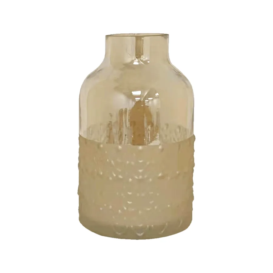 Amber Embossed Glass Vase