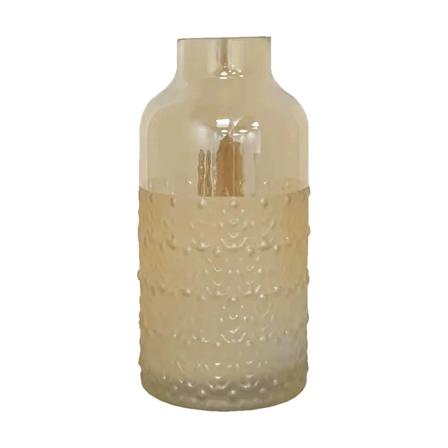 Amber Embossed Glass Vase