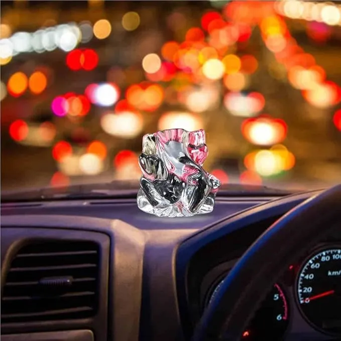 ANJ EKART Crystal Glass Ganesha Idol for Home, Office and Car Dashboard