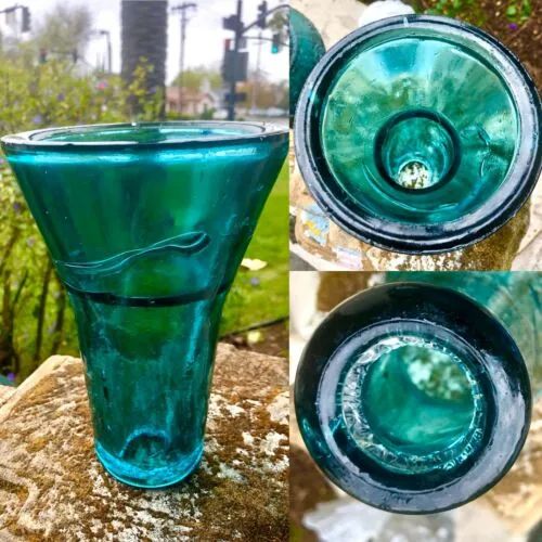 Antique Large Hemingway 1893 Blue Glass Mushroom Shaped Electric Pole Insulator