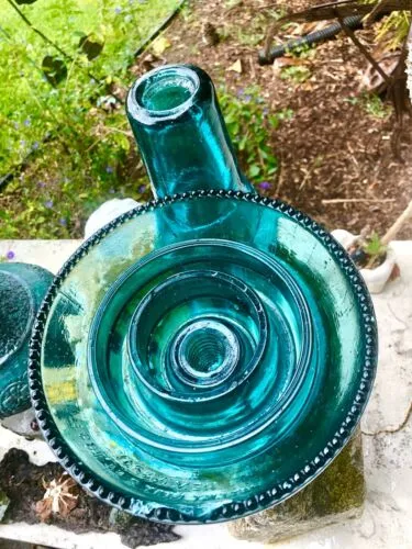 Antique Large Hemingway 1893 Blue Glass Mushroom Shaped Electric Pole Insulator