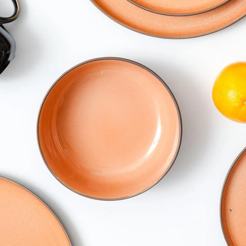 Bella Ceramic Bowl - Coral and Grey
