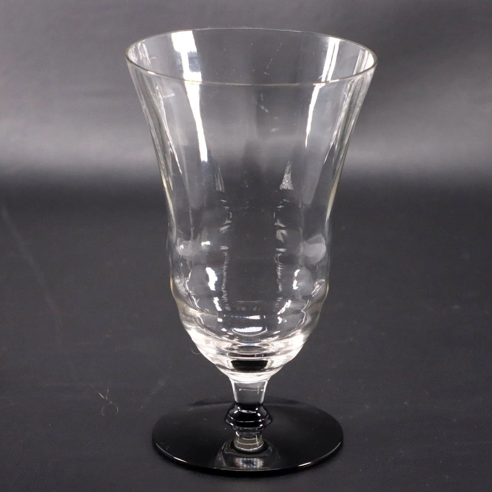 Black Amethyst Based Optic Bowled Iced Tea Glass 5 3/4" Vintage UNK2658