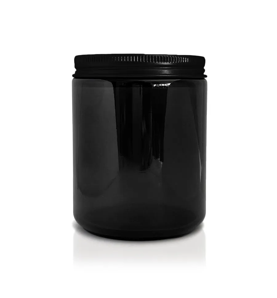 Black Pharmacist Glass Jar with Black Lid 200ml