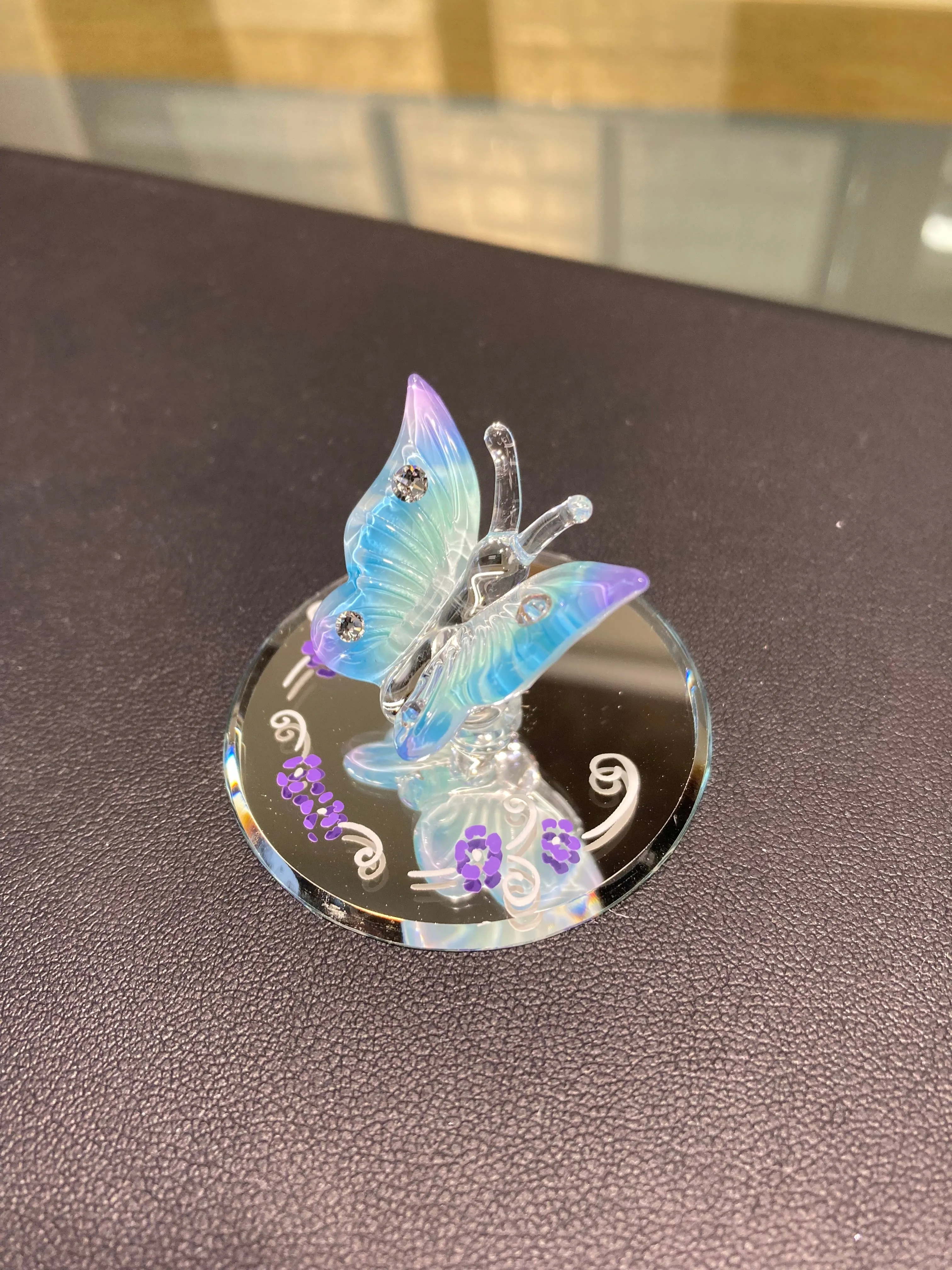 Blue Butterfly Glass Figurine