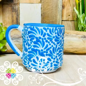 Blue Turquoise Feathers - Single Talavera Mug