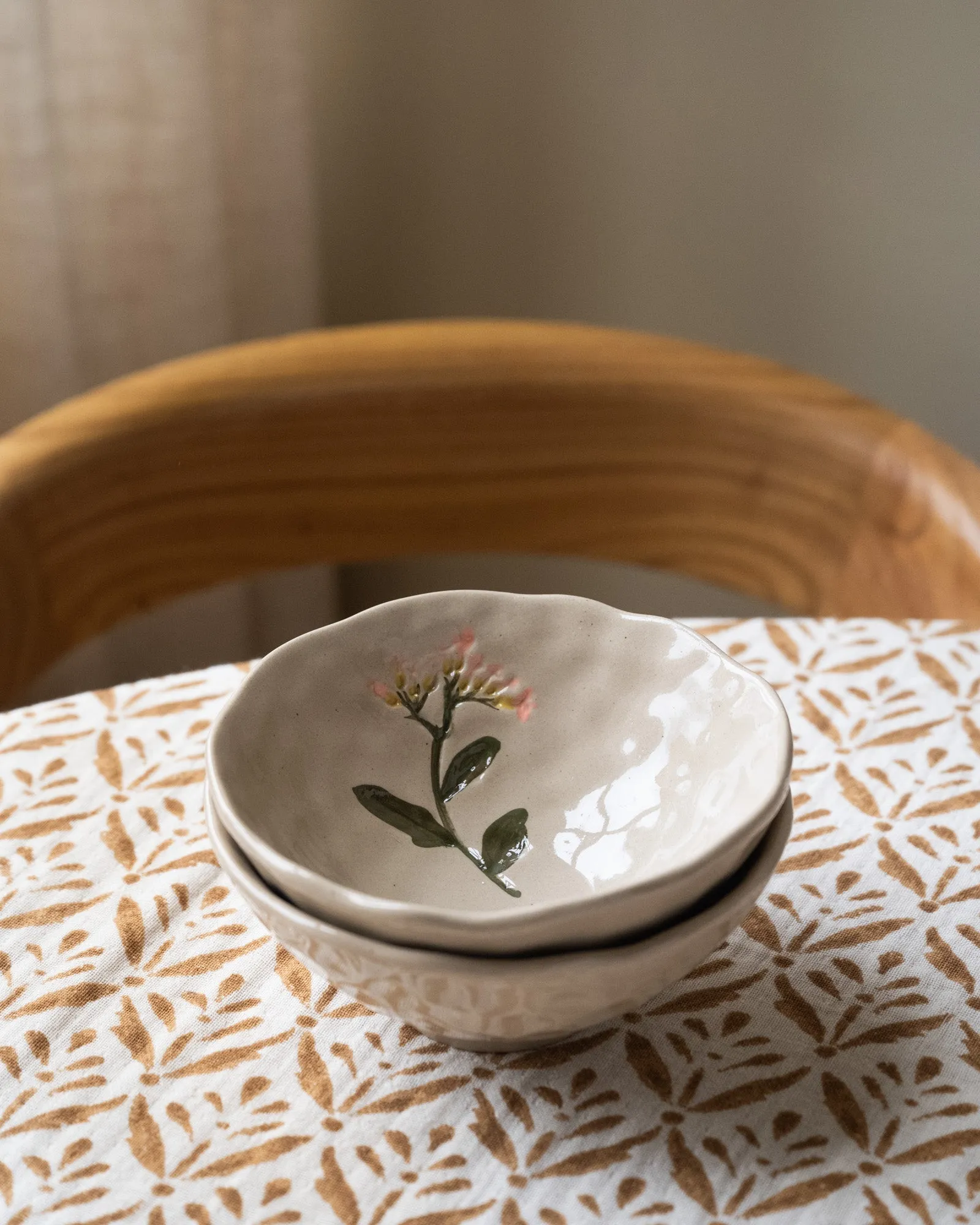 Bowl Flower Pink Stoneware