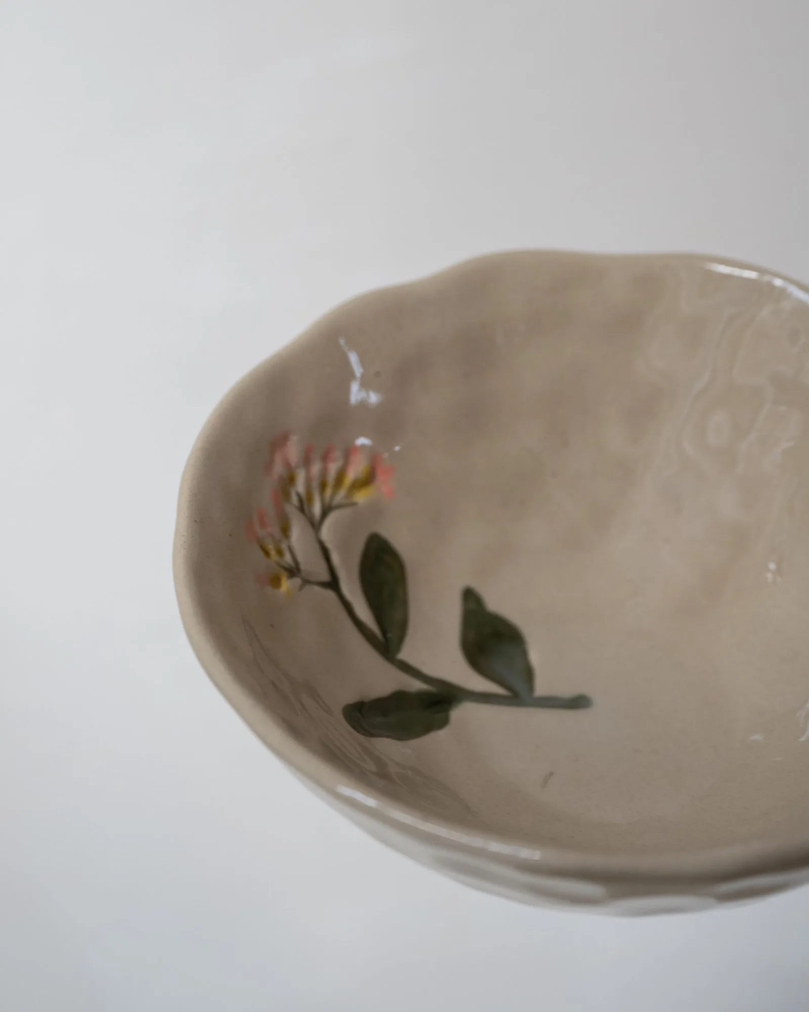Bowl Flower Pink Stoneware