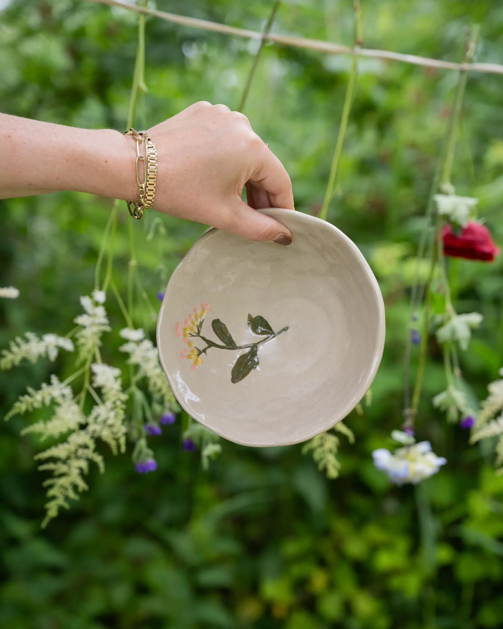 Bowl Flower Pink Stoneware