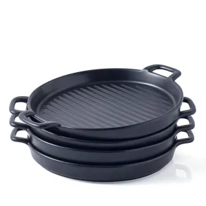 Bruntmor 8 Inch Ceramic Set Of 4 Oven to Table Bakeware Matte Round Baking Dish Grill