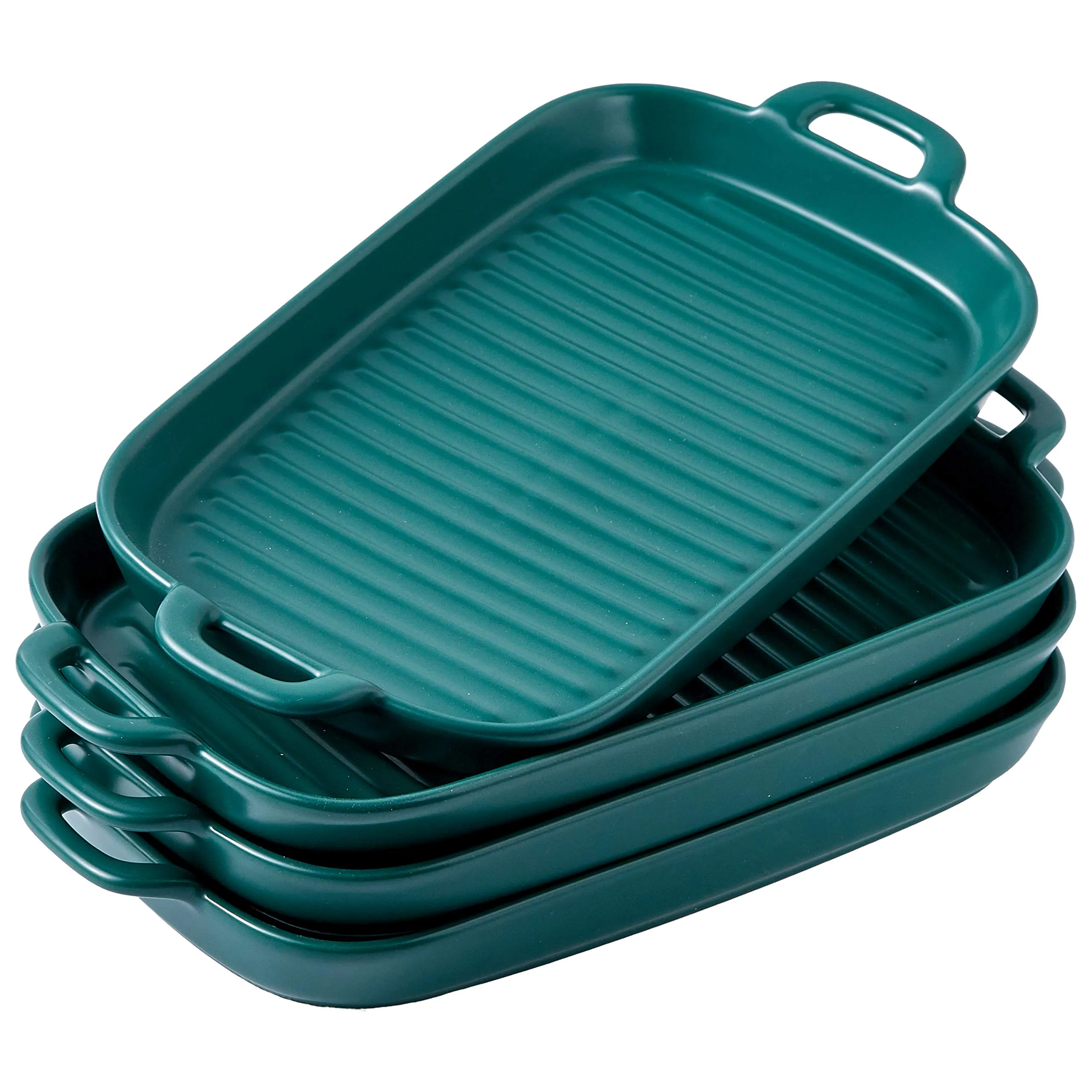 Bruntmor 8 Inch Ceramic Set Of 4 Oven to Table Bakeware Matte Round Baking Dish Grill