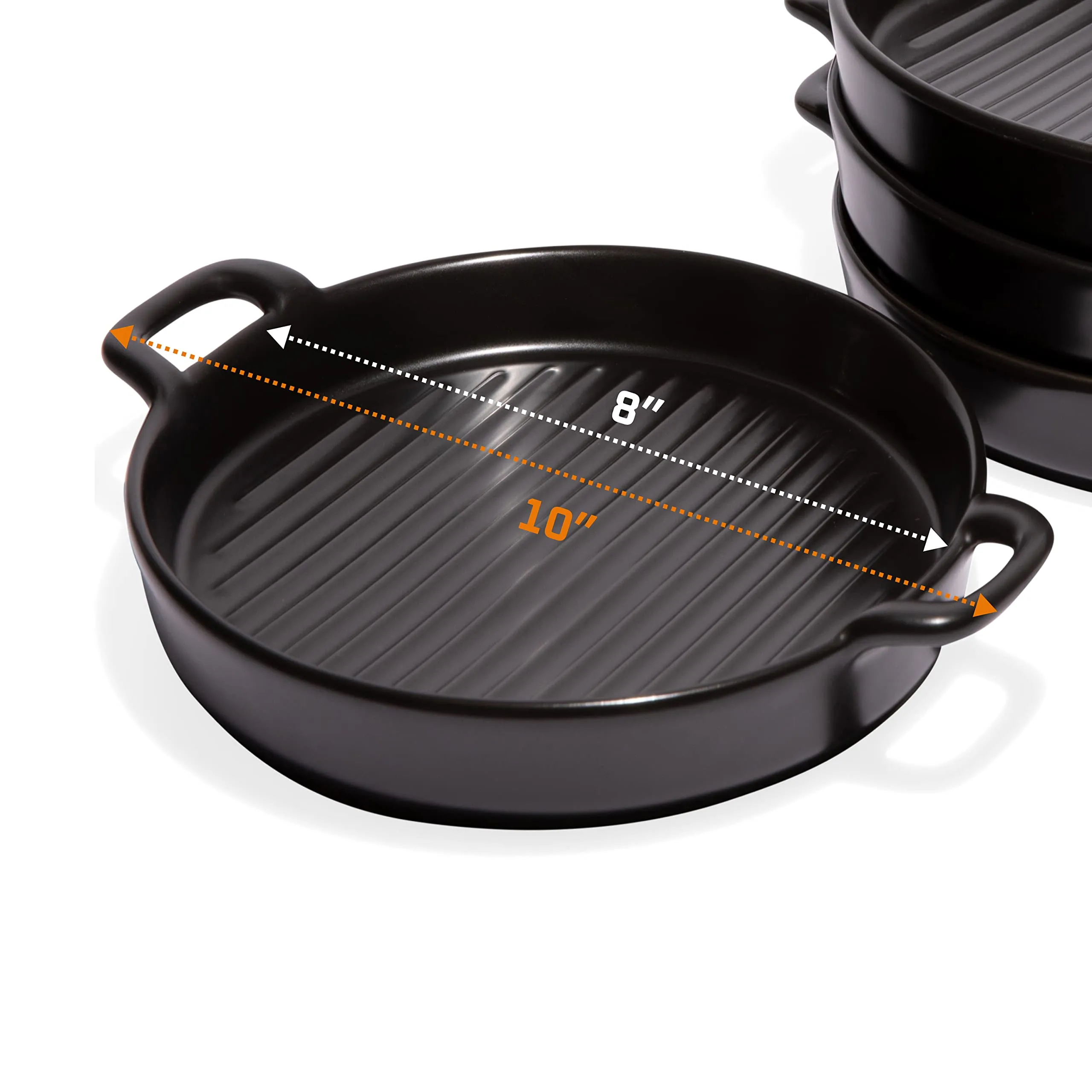 Bruntmor 8 Inch Ceramic Set Of 4 Oven to Table Bakeware Matte Round Baking Dish Grill