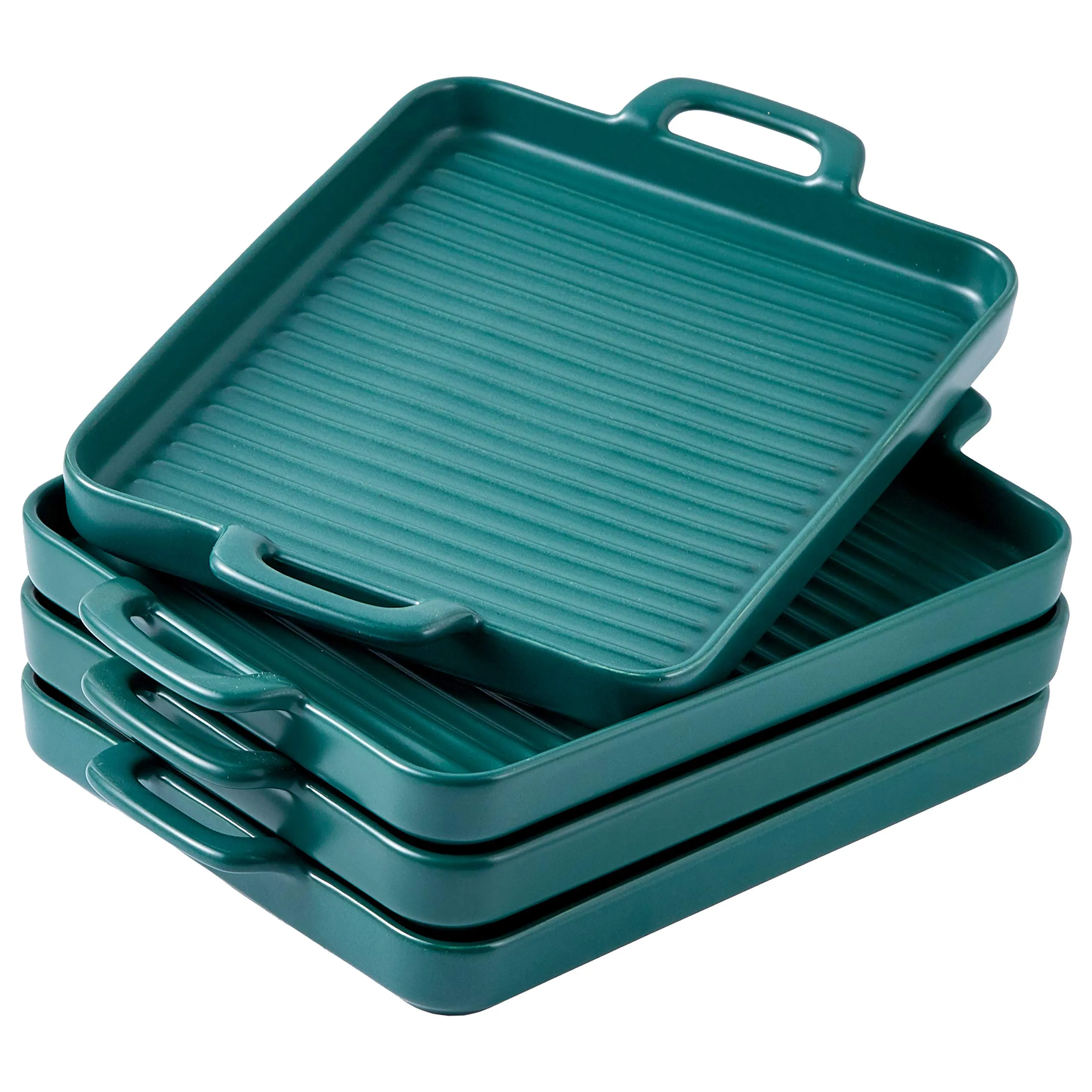 Bruntmor 8 Inch Ceramic Set Of 4 Oven to Table Bakeware Matte Round Baking Dish Grill
