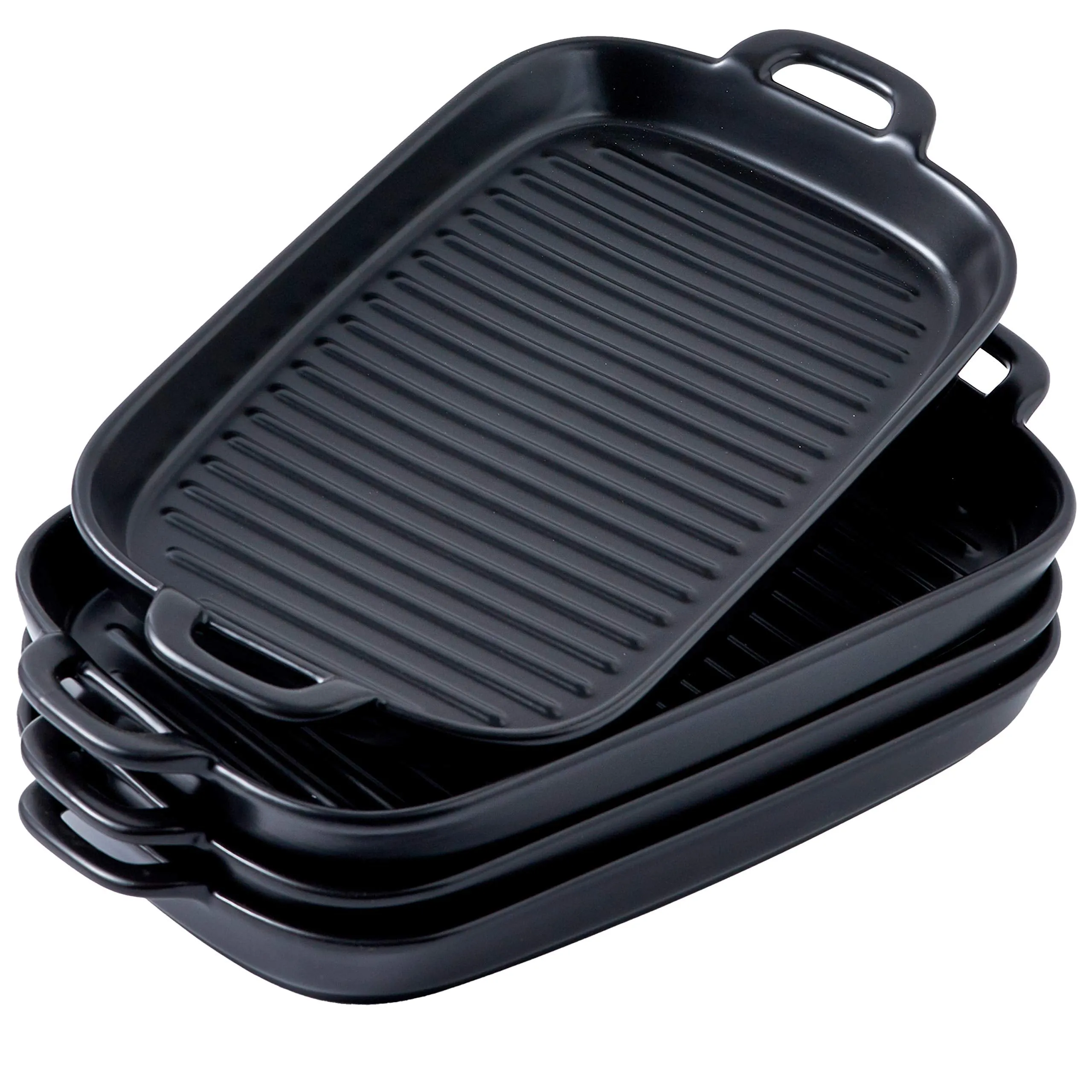 Bruntmor 8 Inch Ceramic Set Of 4 Oven to Table Bakeware Matte Round Baking Dish Grill