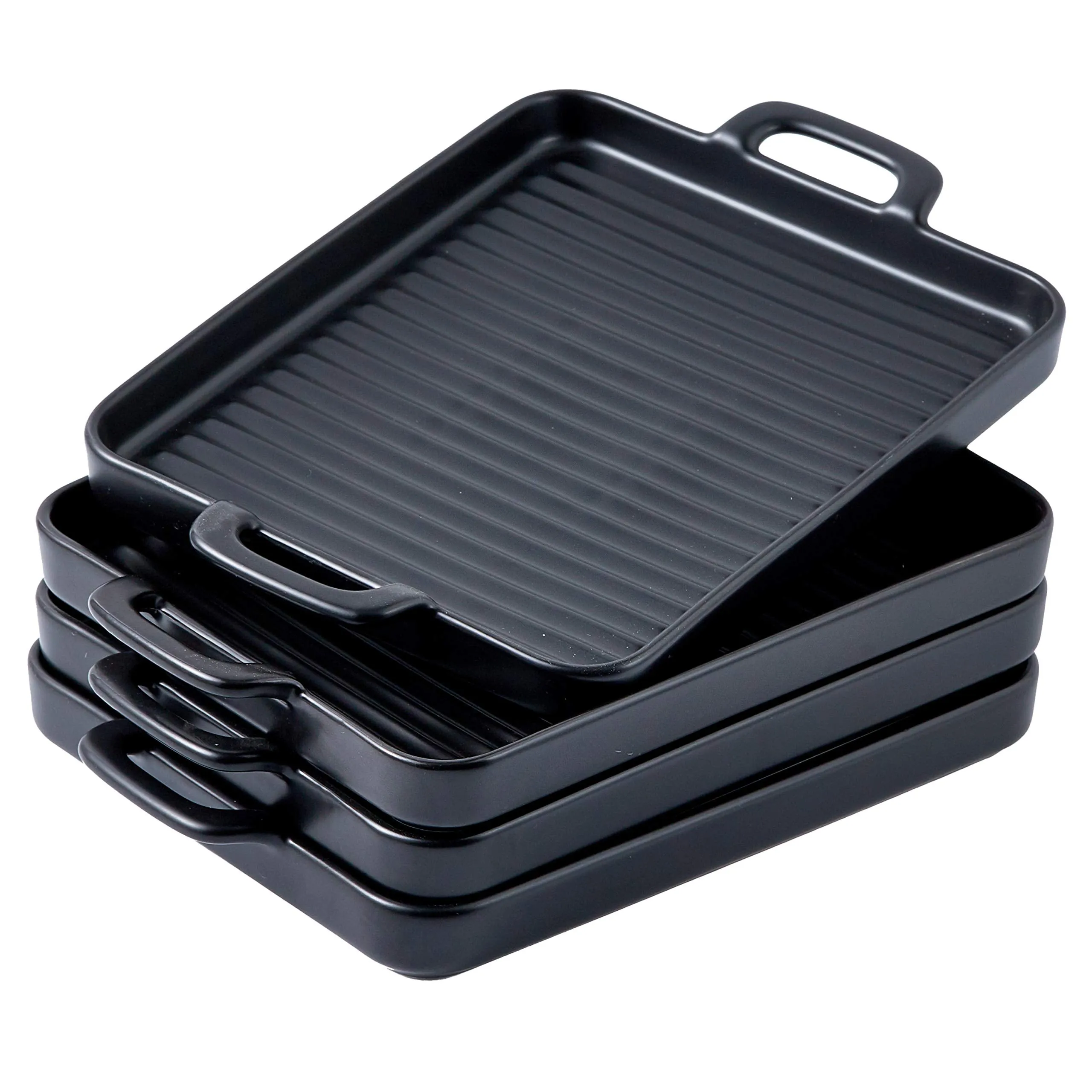 Bruntmor 8 Inch Ceramic Set Of 4 Oven to Table Bakeware Matte Round Baking Dish Grill