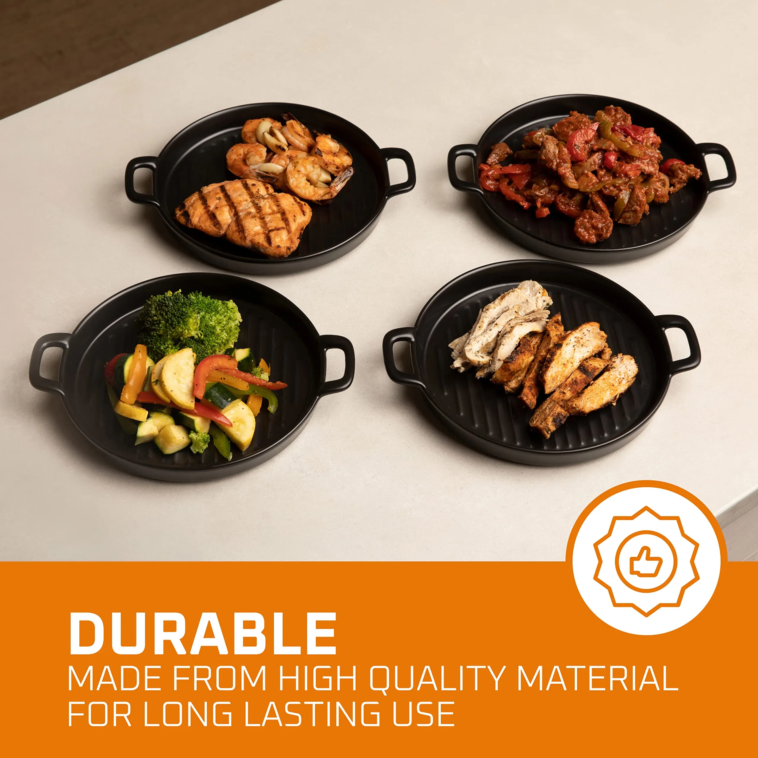 Bruntmor 8 Inch Ceramic Set Of 4 Oven to Table Bakeware Matte Round Baking Dish Grill