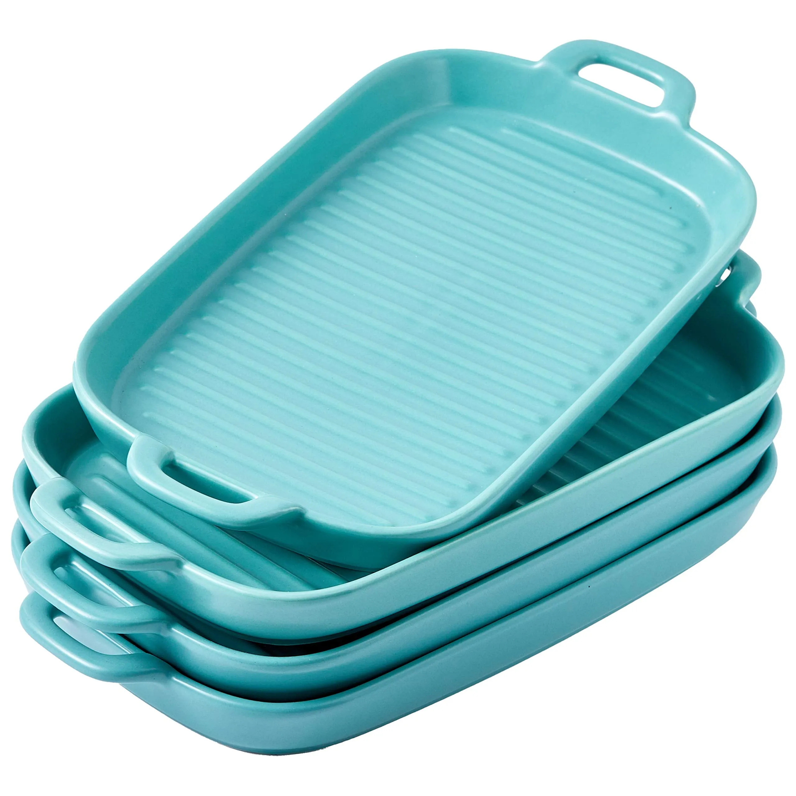 Bruntmor 8 Inch Ceramic Set Of 4 Oven to Table Bakeware Matte Round Baking Dish Grill