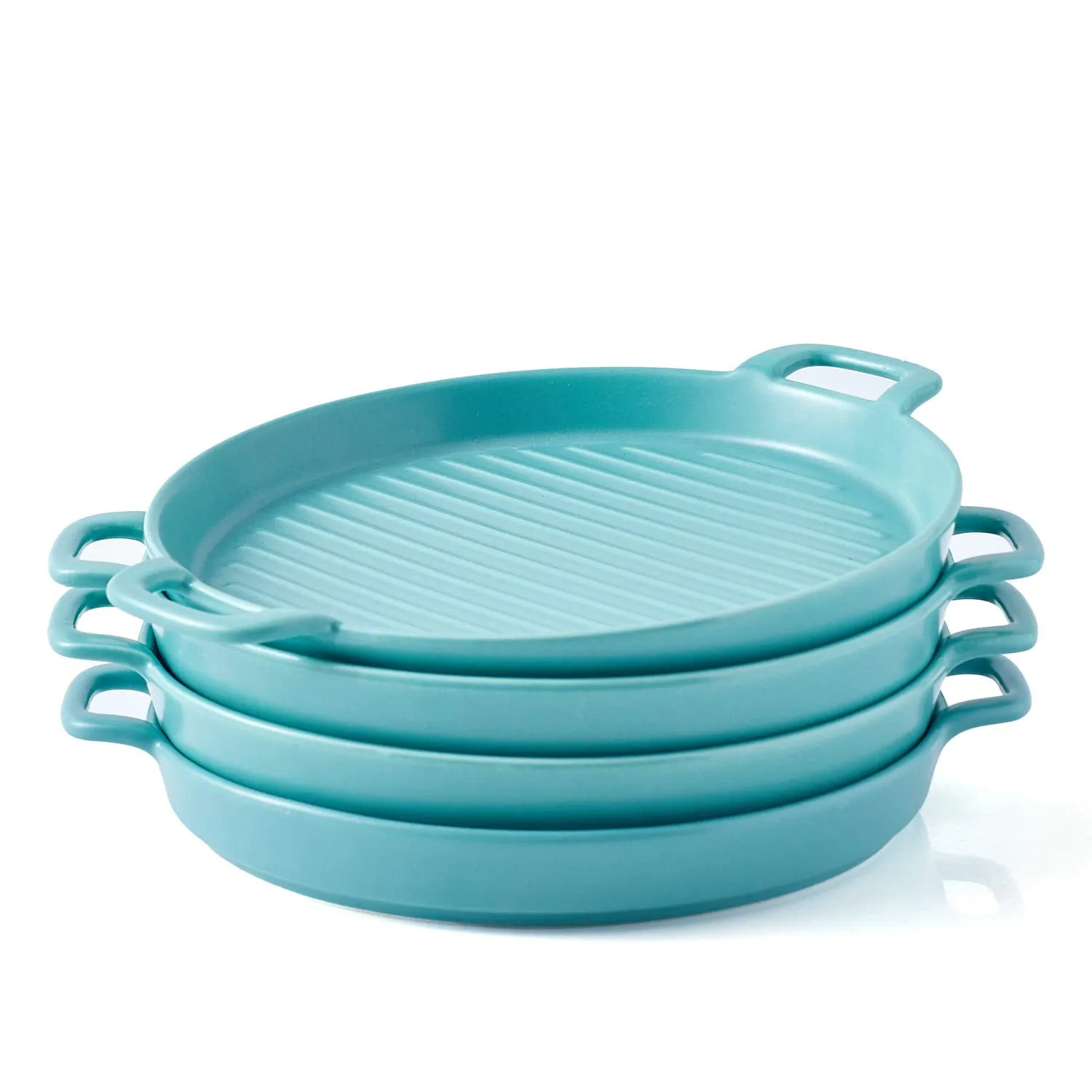 Bruntmor 8 Inch Ceramic Set Of 4 Oven to Table Bakeware Matte Round Baking Dish Grill