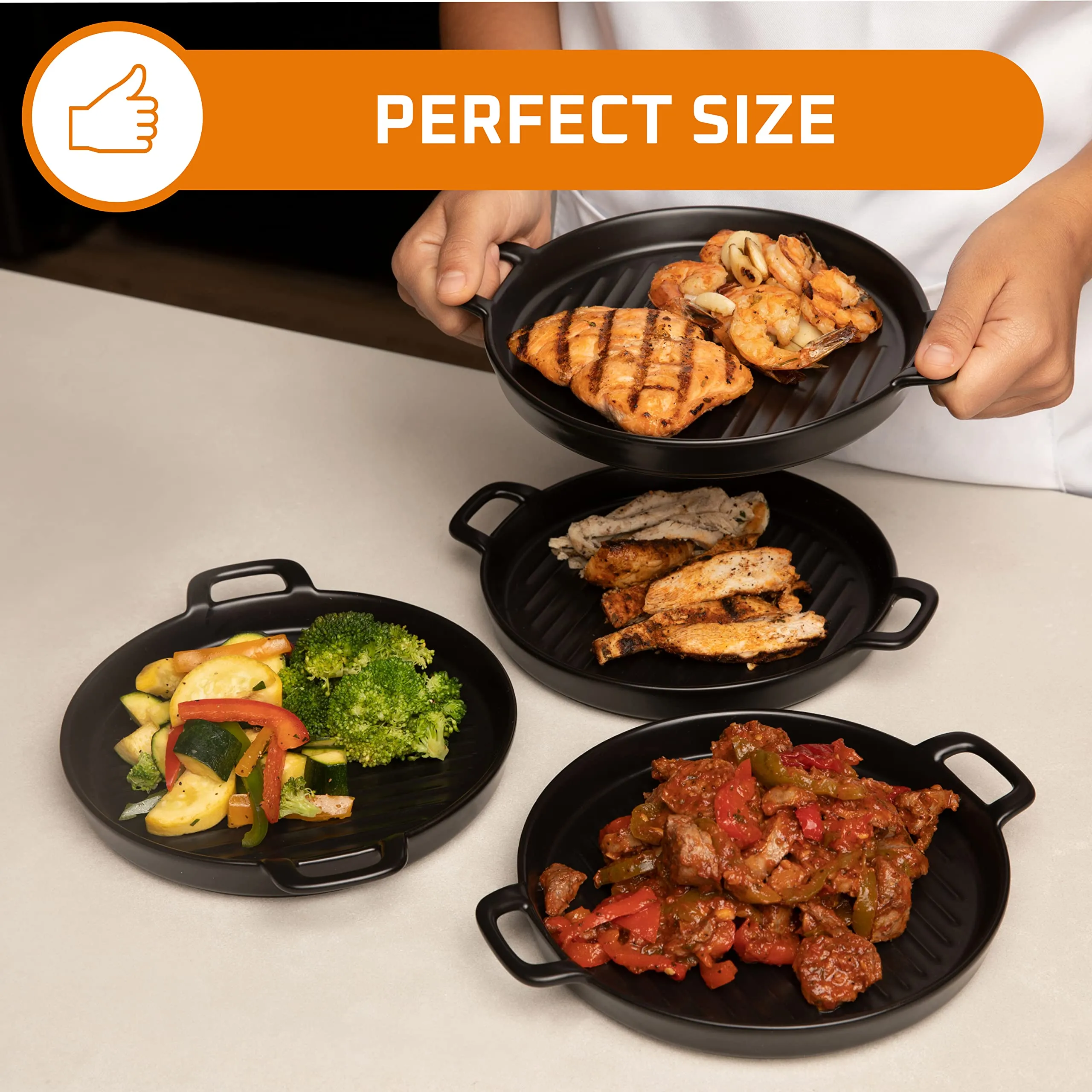 Bruntmor 8 Inch Ceramic Set Of 4 Oven to Table Bakeware Matte Round Baking Dish Grill