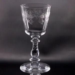 Bryce 942-4 Etched Bowl Swirl Stemmed Wine Glass Vintage 1950's