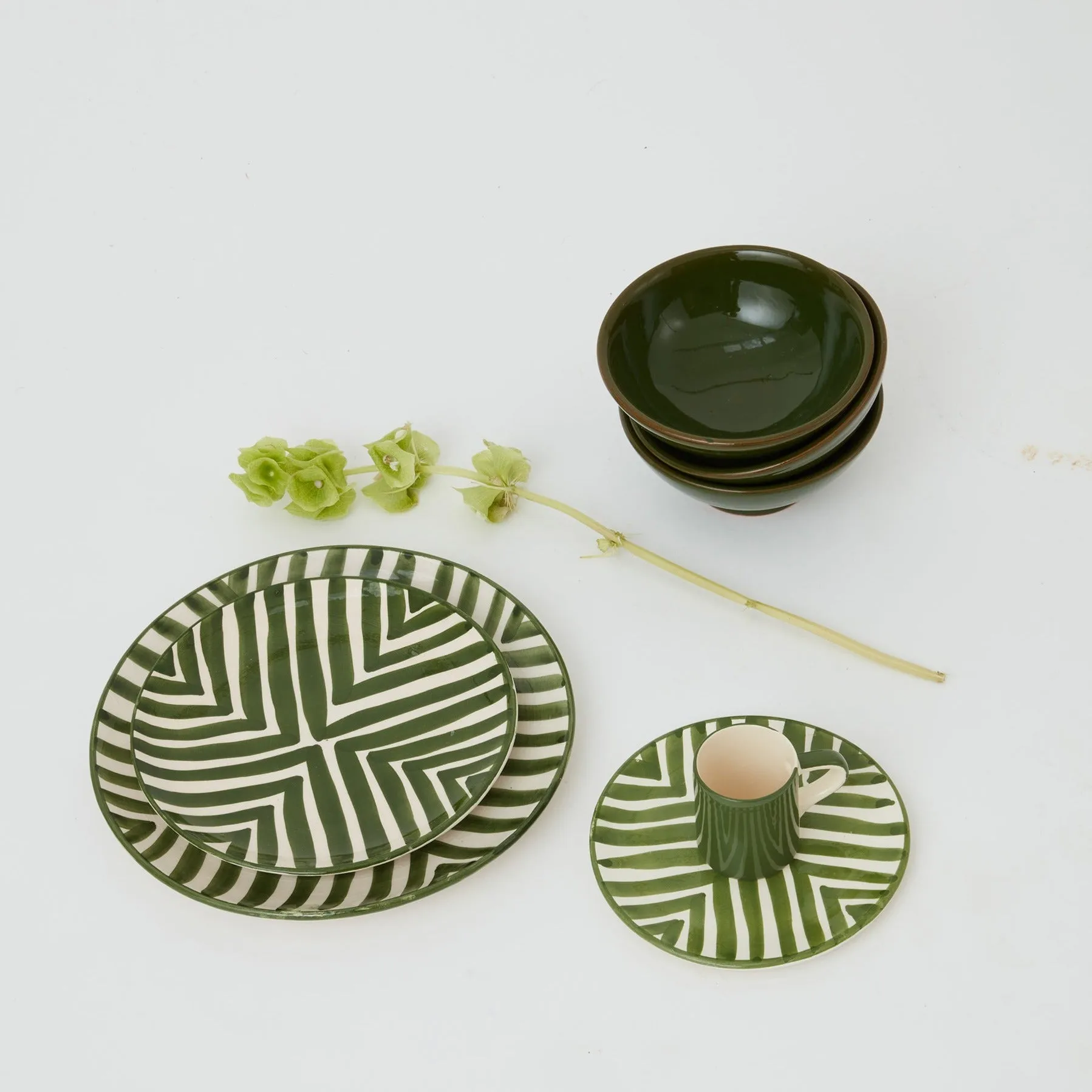 Ceramic glazed plates Green