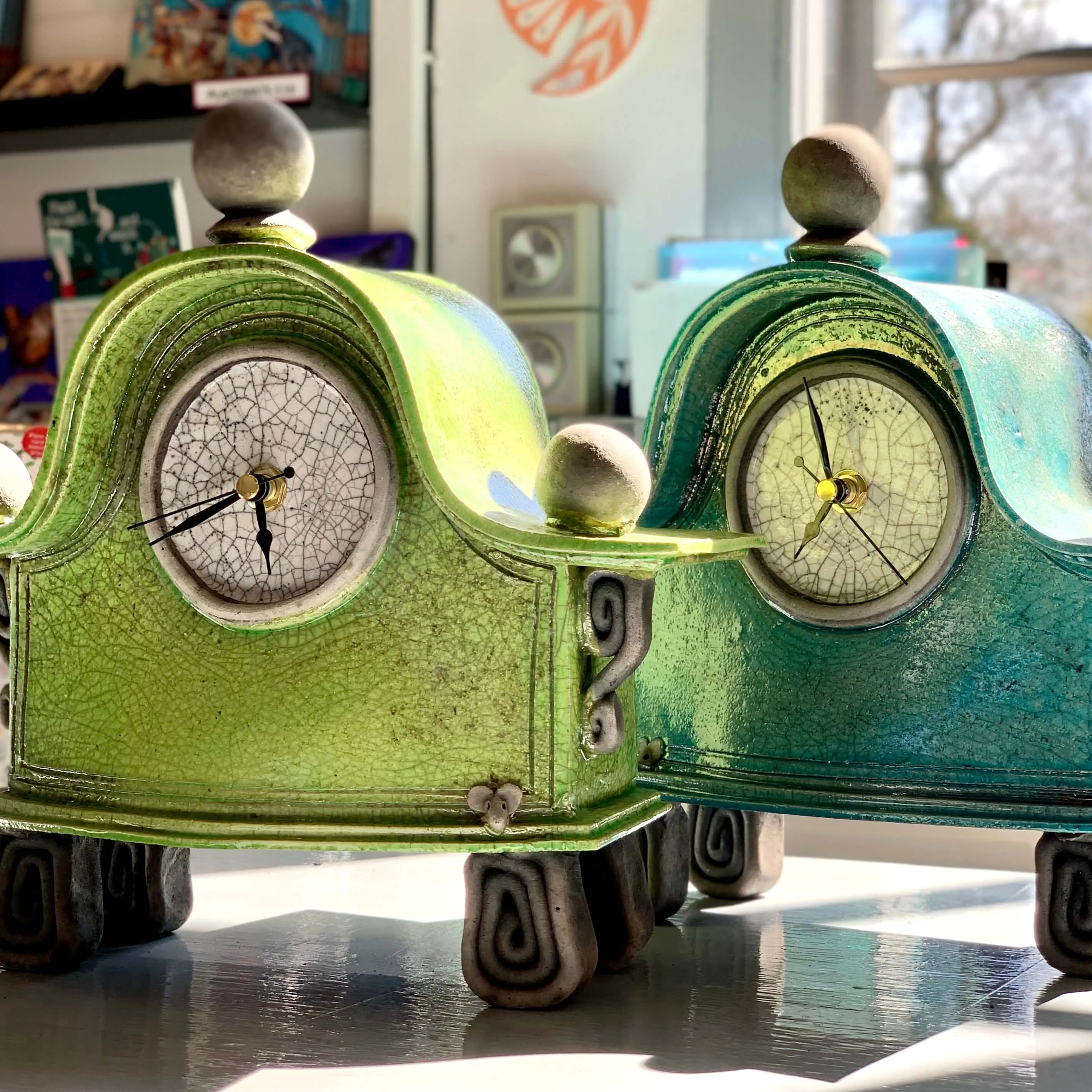Ceramic Raku Clock - Various colours