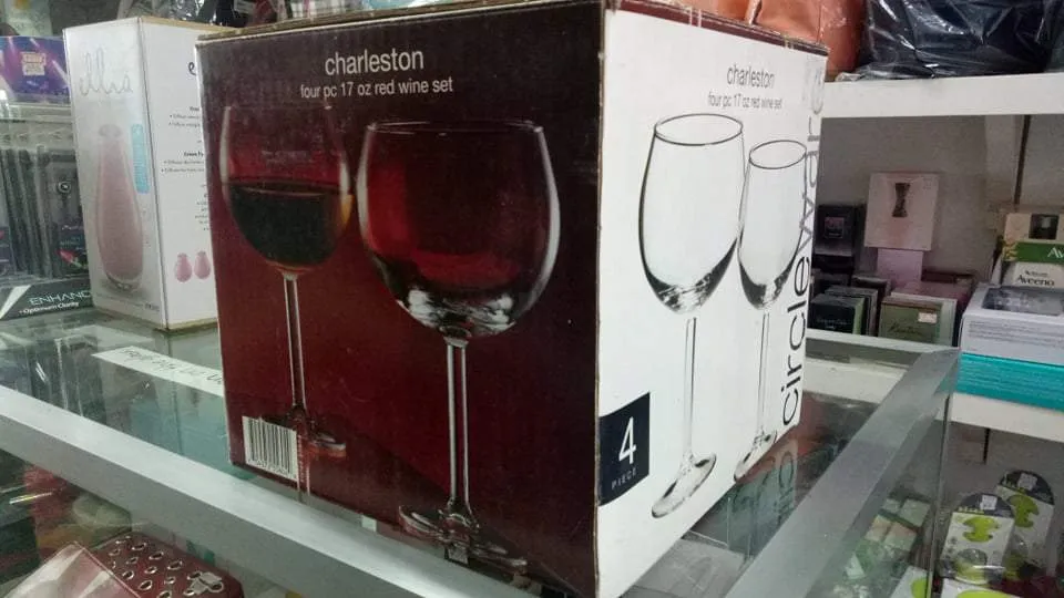 Circleware Charleston 17oz Red Wine Glasses, Set of 4