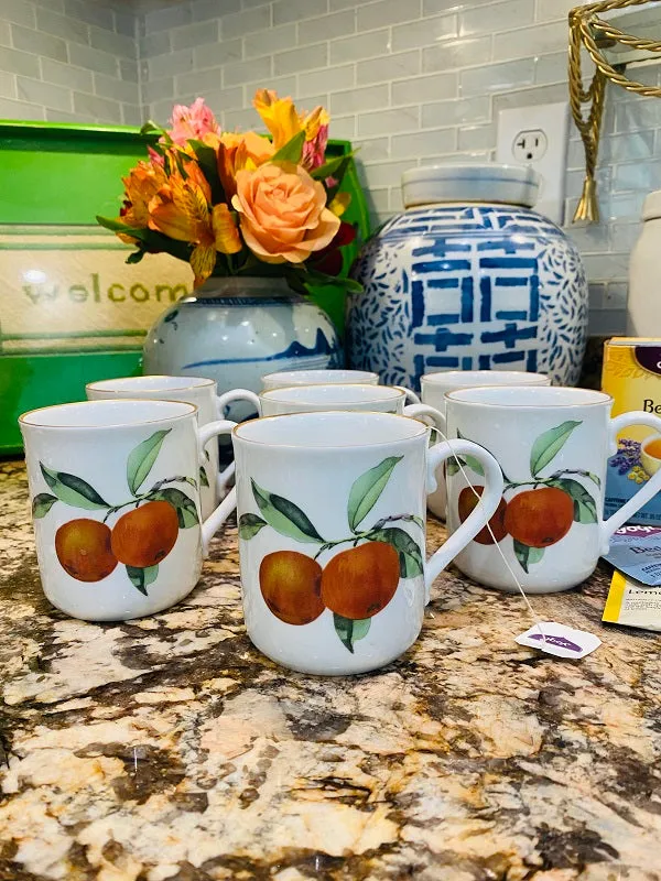 Coffee Mugs - Eavesham Royal Worchester Fruit Motif, Set of 7, England