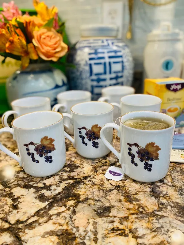 Coffee Mugs - Eavesham Royal Worchester Fruit Motif, Set of 7, England