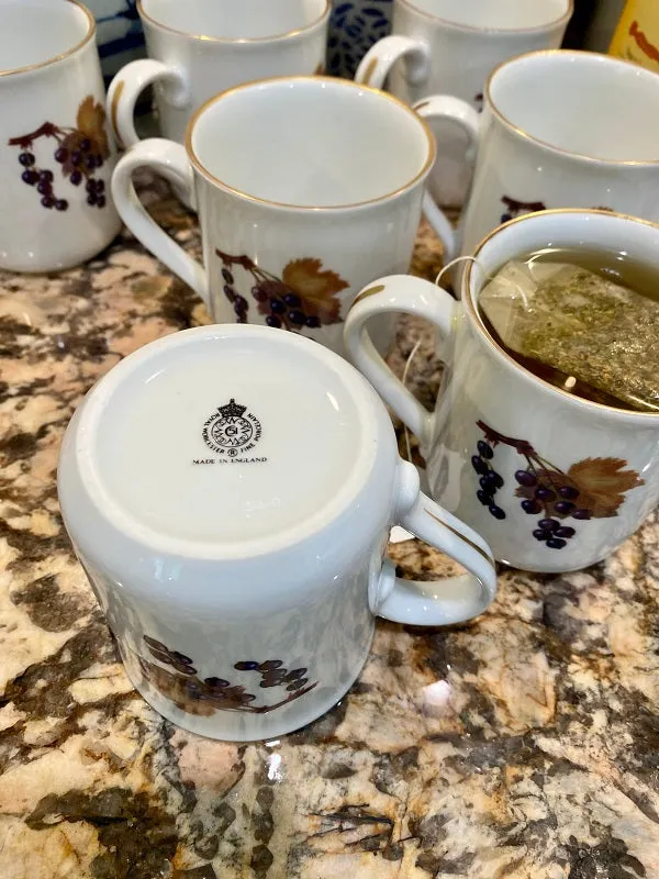 Coffee Mugs - Eavesham Royal Worchester Fruit Motif, Set of 7, England