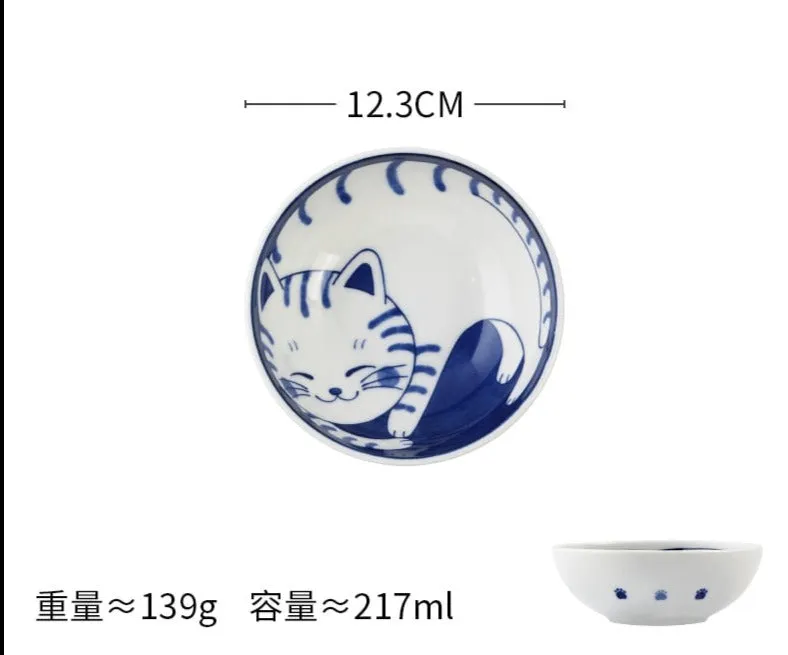 Cute Cat Ceramic Plate and Bowl