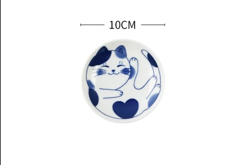 Cute Cat Ceramic Plate and Bowl