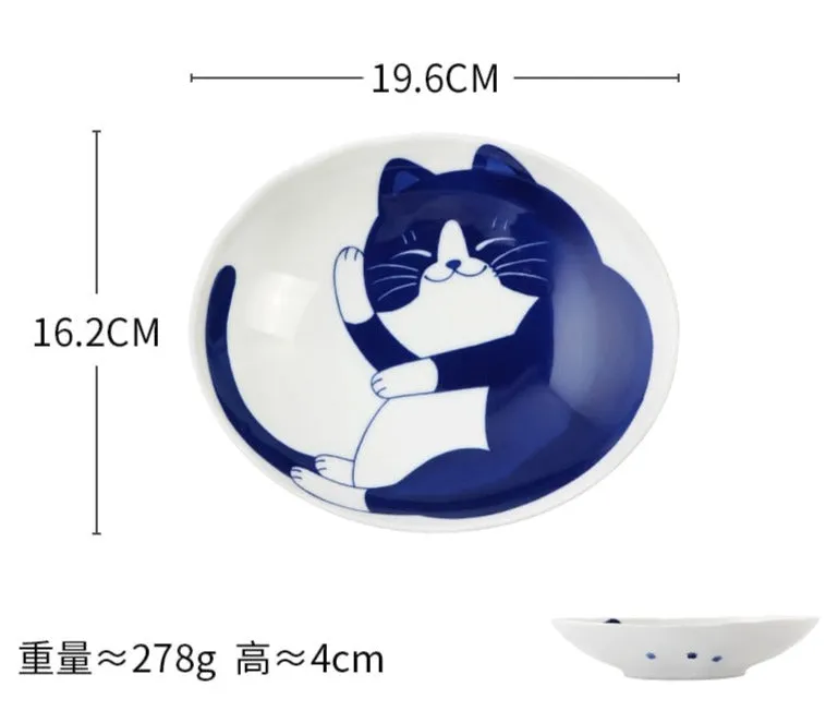 Cute Cat Ceramic Plate and Bowl