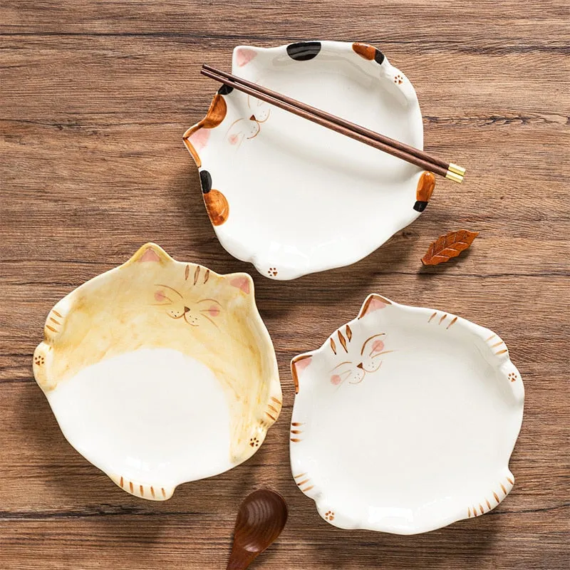 Cute Cat Shape Ceramic Plate