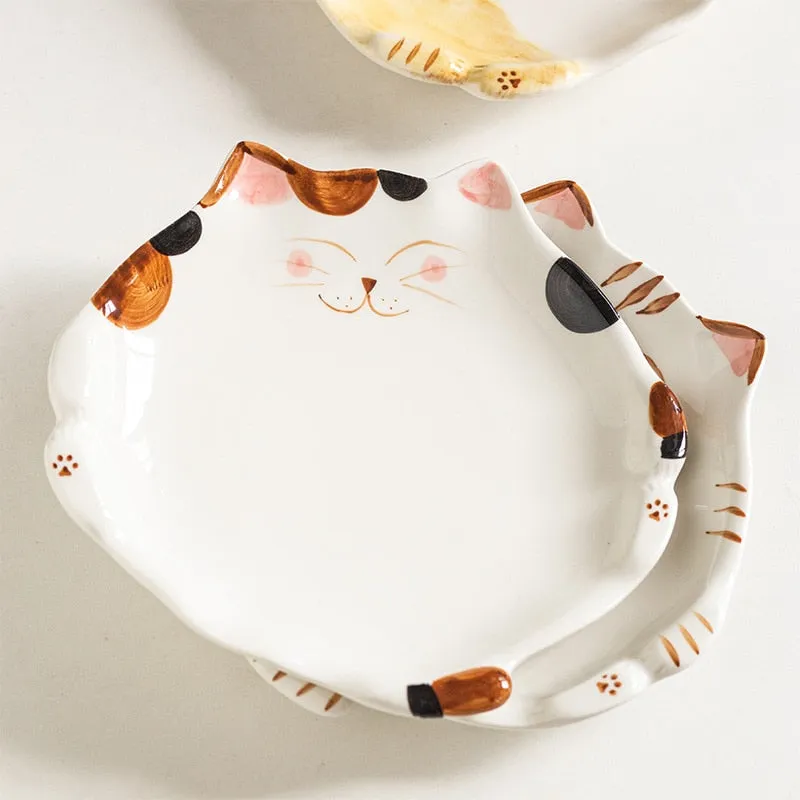 Cute Cat Shape Ceramic Plate