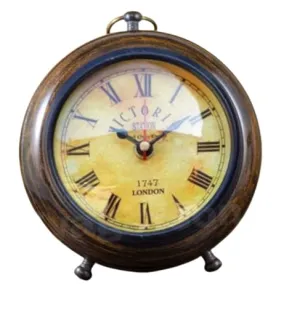Delight Enterprises Home & Office Study Living Room Decoration Gift Item Antique Wooden Table Top Clock Desk Clock Nautical Style Roman Number