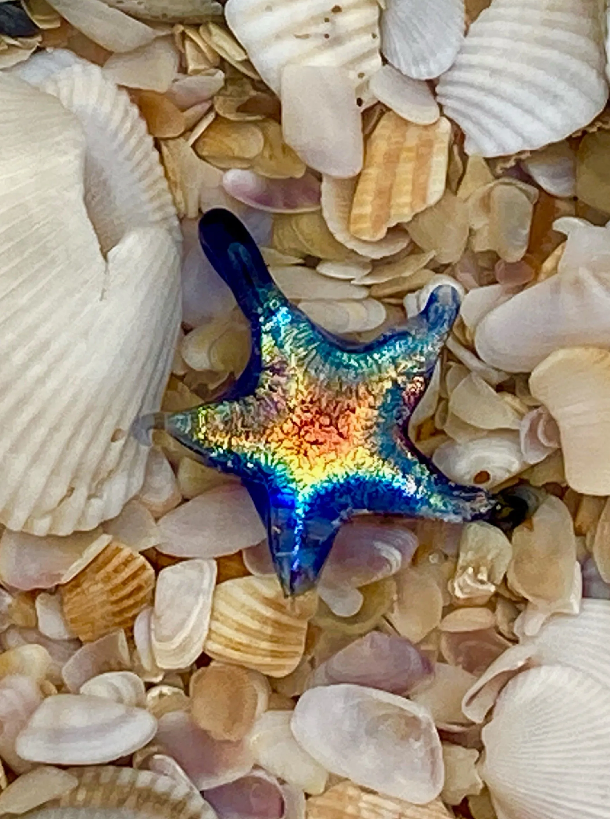 Dichroic Starfish Suncatcher with Cremation Ash