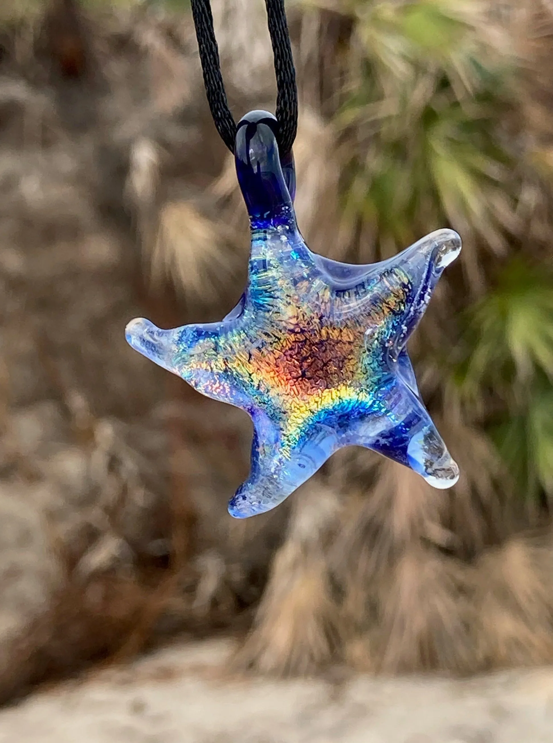 Dichroic Starfish Suncatcher with Cremation Ash
