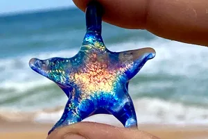 Dichroic Starfish Suncatcher with Cremation Ash