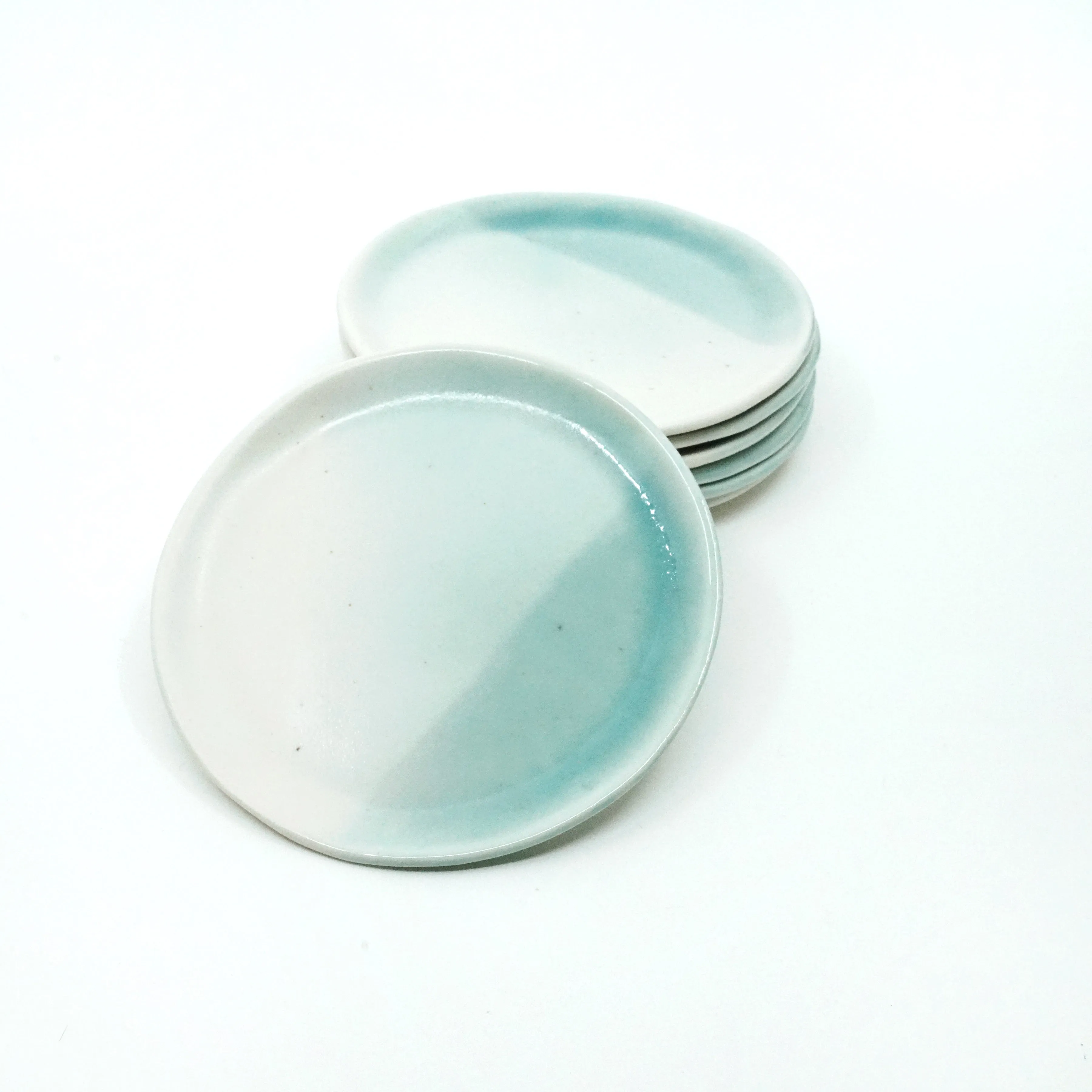 Dillard - White/Sea Glass - Medium Hand-formed Ceramic Trinket/Ring Dishes